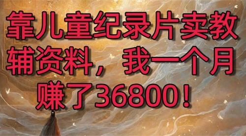【副业8869期】靠儿童纪录片卖教辅资料，一个月赚了36800！暴力变现2.0版本，喂饭级教学-网创财富岛