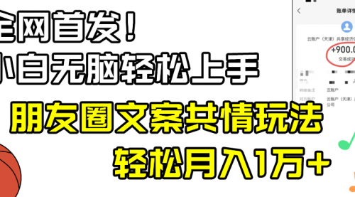 【副业8908期】小白轻松无脑上手，朋友圈共情文案玩法，月入1W+-网创财富岛