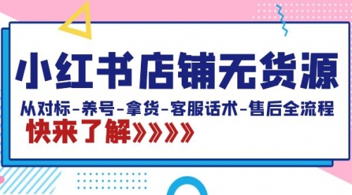 【副业8940期】小红书店铺无货源：从对标-养号-拿货-客服话术-售后全流程（20节课）-网创财富岛