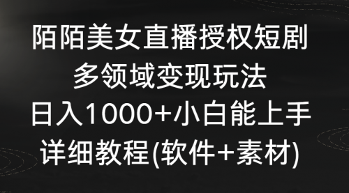 【副业8963期】陌陌美女直播授权短剧，多领域变现玩法，日入1000+-网创财富岛