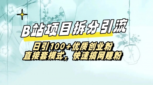 【副业8967期】B站项目拆分引，快速日3100+优质创业粉-网创财富岛