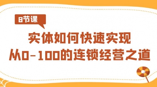 【副业8986期】实体·如何快速实现从0-100的连锁经营之道（8节视频课）-网创财富岛