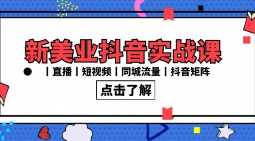 【副业8996期】新美业抖音实战课丨直播丨短视频丨同城流量丨抖音矩阵（30节课）-网创财富岛