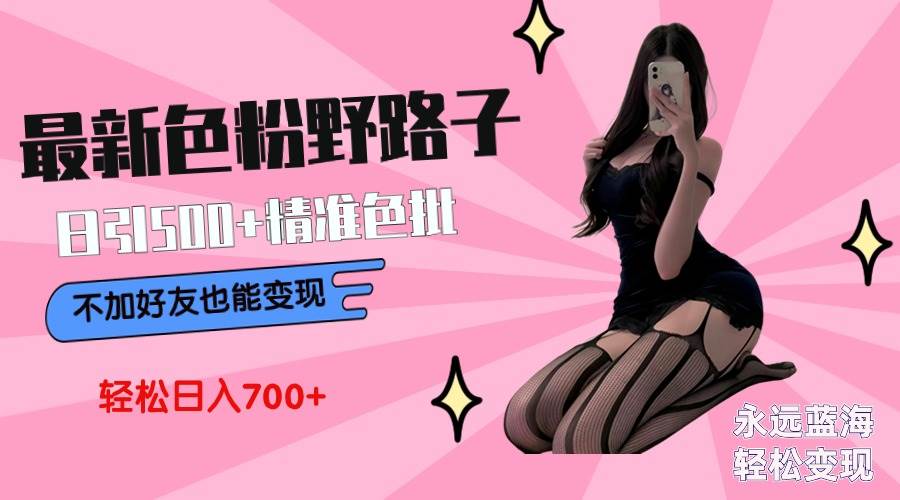 最新色粉变现野路子，日引500+老色批 可不加好友直接变现 小白轻松日入700+-网创财富岛