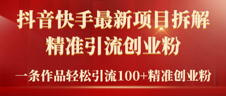 2024年抖音快手最新项目拆解视频引流创业粉，一天轻松引流精准创业粉100+-网创财富岛