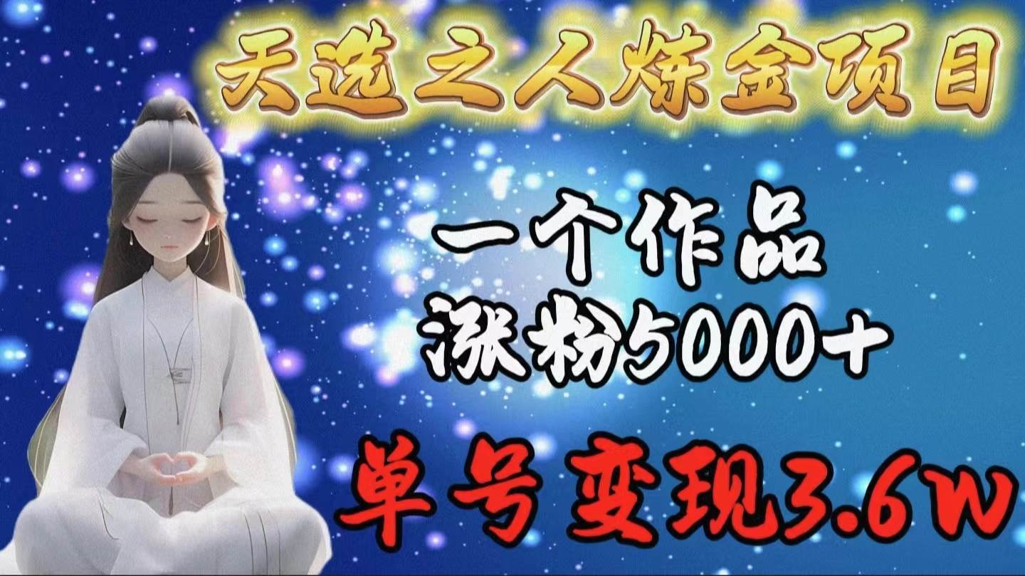 天选之人炼金项目，一个作品涨粉5000+，单号变现3.6w-网创财富岛