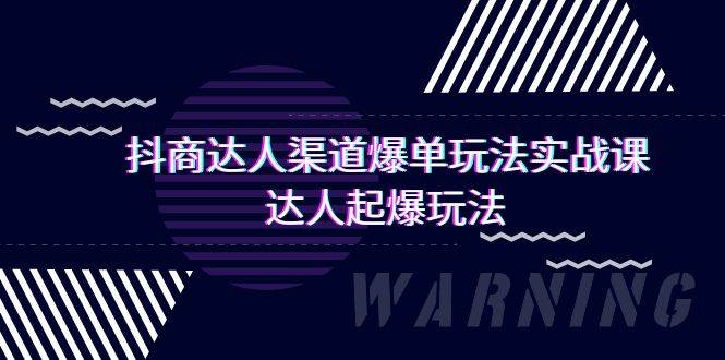 抖商达人-渠道爆单玩法实操课，达人起爆玩法（29节课）-网创财富岛
