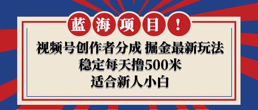 【蓝海项目】视频号创作者分成 掘金最新玩法 稳定每天撸500米 适合新人小白-网创财富岛