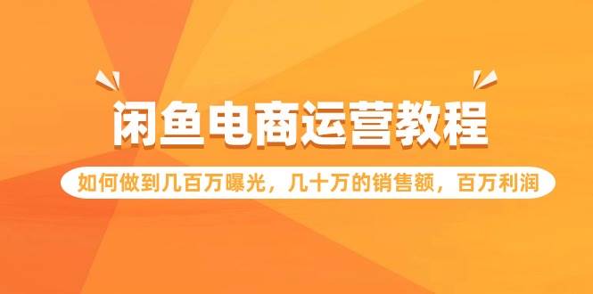 闲鱼电商运营教程：如何做到几百万曝光，几十万的销售额，百万利润-网创财富岛