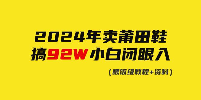 2024年卖莆田鞋，搞了92W，小白闭眼操作！-网创财富岛