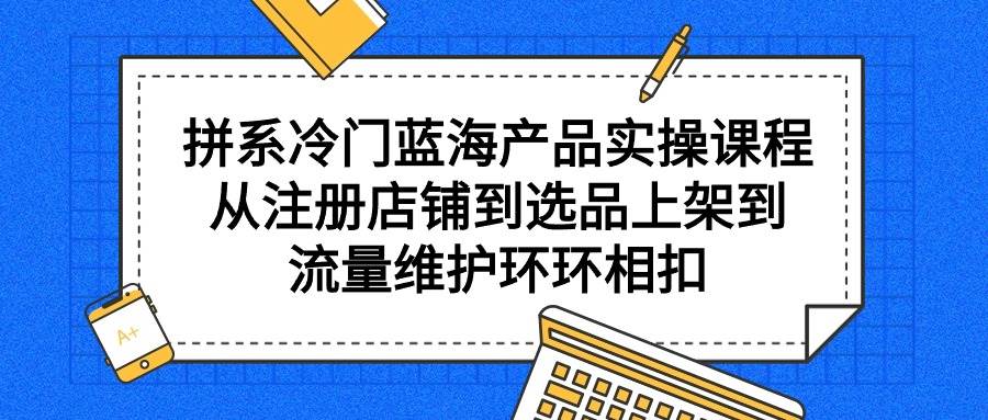 拼系冷门蓝海产品实操课程，从注册店铺到选品上架到流量维护环环相扣-网创财富岛