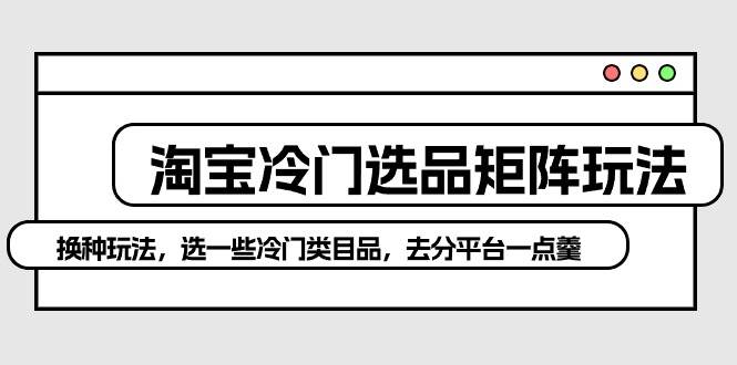 淘宝冷门选品矩阵玩法：换种玩法，选一些冷门类目品，去分平台一点羹-网创财富岛