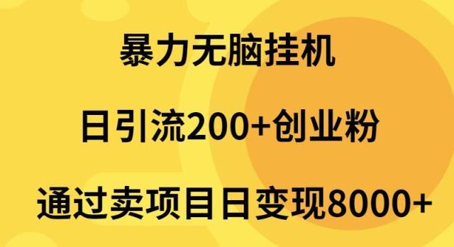 暴力无脑挂机日引流200+创业粉通过卖项目日变现2000+-网创财富岛