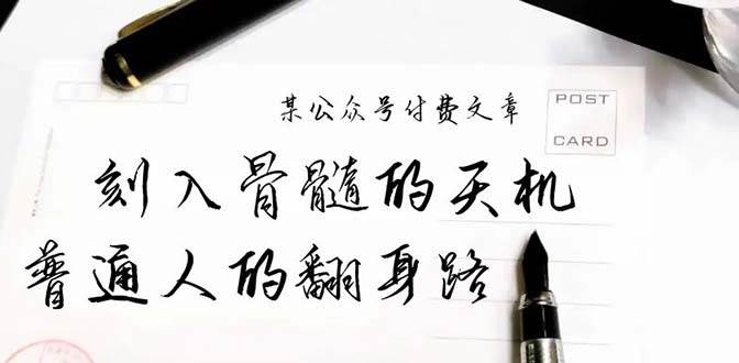 某公众号付费文章：刻入骨髓的天机，揭露“普通人的翻身路” 这件通天大事-网创财富岛