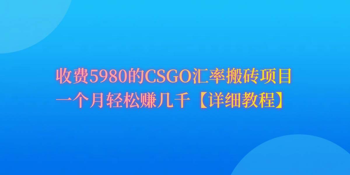 CSGO装备搬砖，月综合收益率高达60%，你也可以！-网创财富岛