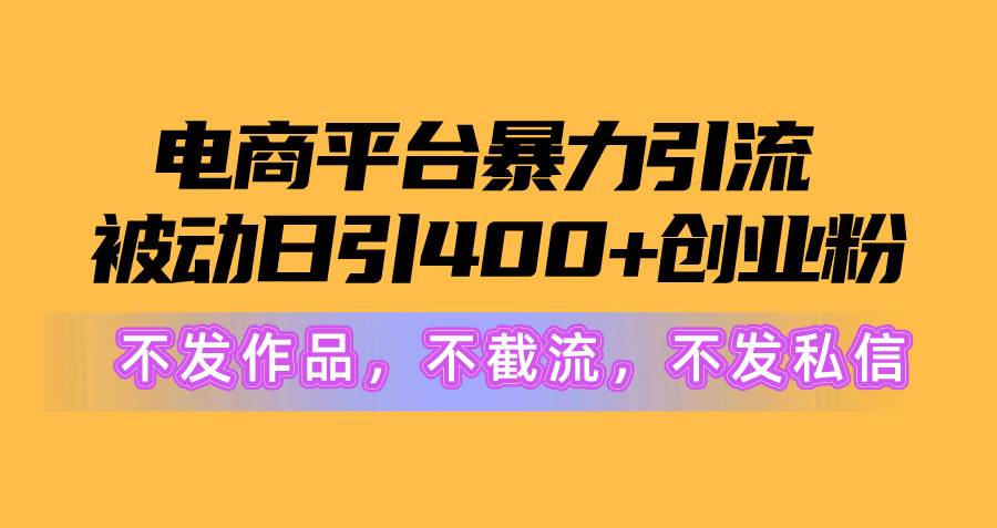 电商平台暴力引流,被动日引400+创业粉不发作品，不截流，不发私信-网创财富岛