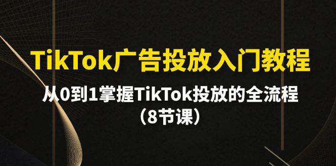 TikTok广告投放入门教程，从0到1掌握TikTok投放的全流程（8节课）-网创财富岛
