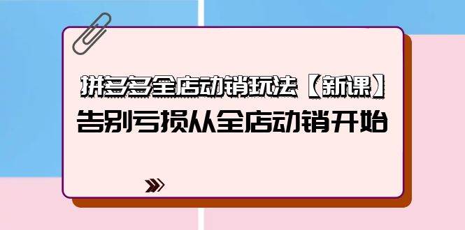 拼多多全店动销玩法【新课】，告别亏损从全店动销开始（4节视频课）-网创财富岛