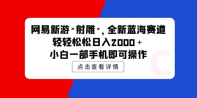 网易新游 射雕 全新蓝海赛道，轻松日入2000＋小白一部手机即可操作-网创财富岛