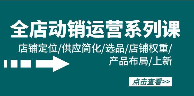 全店·动销运营系列课：店铺定位/供应简化/选品/店铺权重/产品布局/上新-网创财富岛