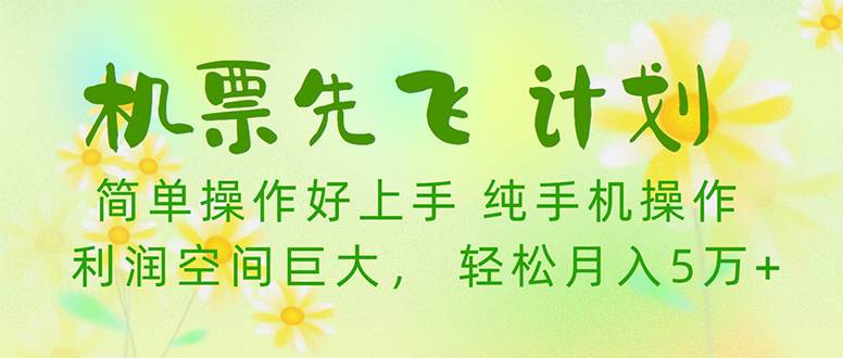 机票先飞计划！里程积分兑换机票售卖赚差价，利润空间巨大，小白月入5万+-网创财富岛