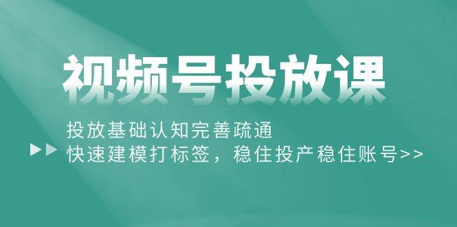 视频号投放课：投放基础认知完善疏通，快速建模打标签，稳住投产稳住账号-网创财富岛