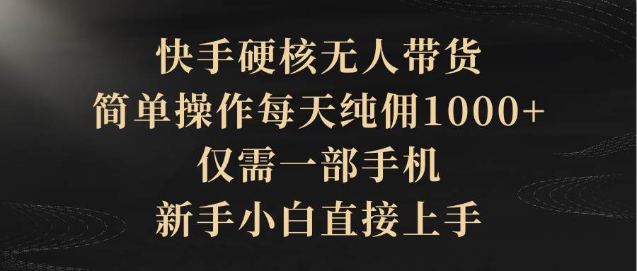 快手硬核无人带货，简单操作每天纯佣1000+,仅需一部手机，新手小白直接上手-网创财富岛