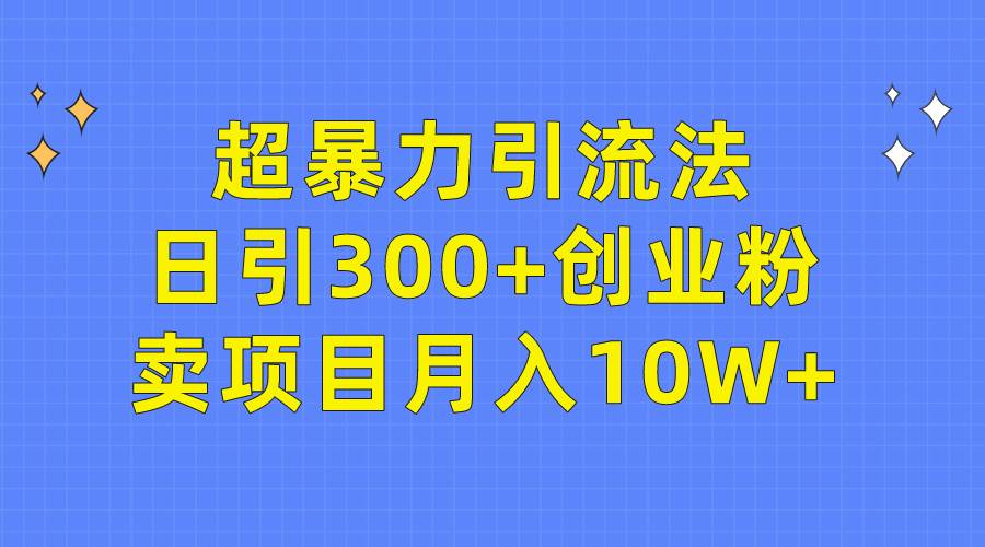 超暴力引流法，日引300+创业粉，卖项目月入10W+-网创财富岛