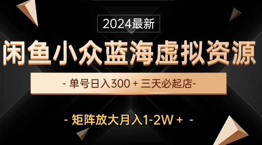 最新闲鱼小众蓝海虚拟资源，单号日入300＋，三天必起店，矩阵放大月入1-2W-网创财富岛