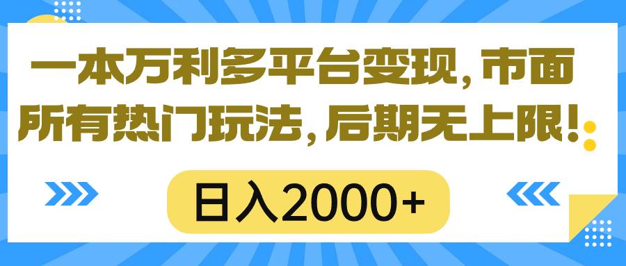 一本万利多平台变现，市面所有热门玩法，日入2000+，后期无上限！-网创财富岛