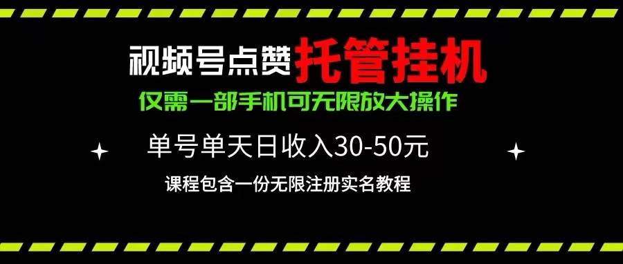 视频号点赞托管挂机，单号单天利润30~50，一部手机无限放大（附带无限…-网创财富岛