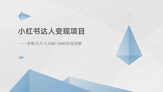 小红书达人变现项目：单账号月入1500-3000实战讲解-网创财富岛