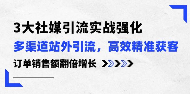 3大社媒引流实操强化，多渠道站外引流/高效精准获客/订单销售额翻倍增长-网创财富岛