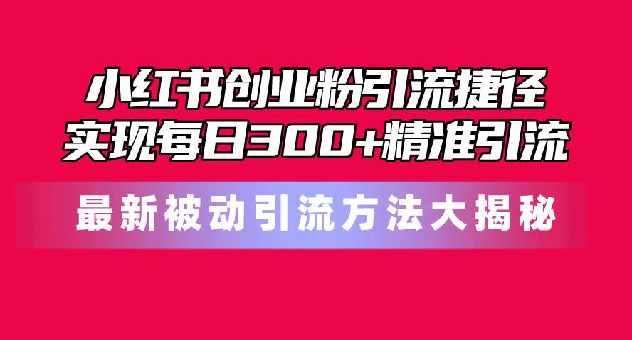 小红书创业粉引流捷径！最新被动引流方法大揭秘，实现每日300+精准引流-网创财富岛