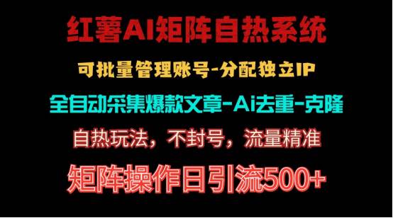 红薯矩阵自热系统，独家不死号引流玩法！矩阵操作日引流500+-网创财富岛
