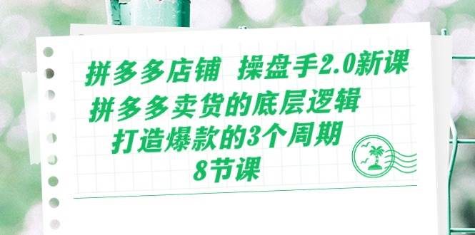 拼多多店铺 操盘手2.0新课，拼多多卖货的底层逻辑，打造爆款的3个周期-8节-网创财富岛