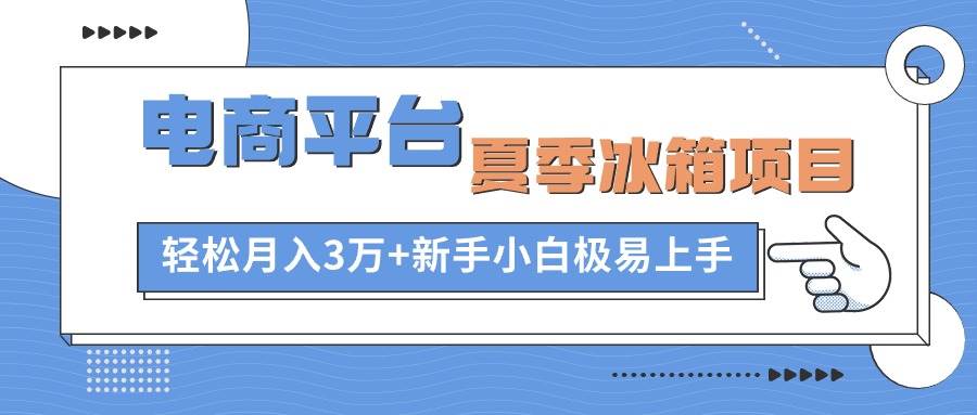电商平台夏季冰箱项目，轻松月入3万+，新手小白极易上手-网创财富岛