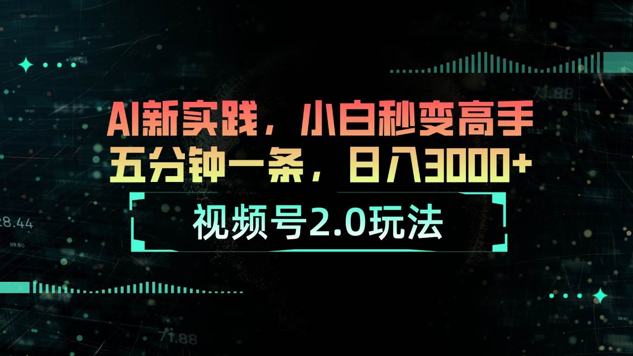 视频号2.0玩法 AI新实践，小白秒变高手五分钟一条，日入3000+-网创财富岛