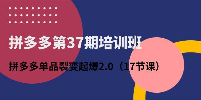 拼多多第37期培训班：拼多多单品裂变起爆2.0（17节课）-网创财富岛