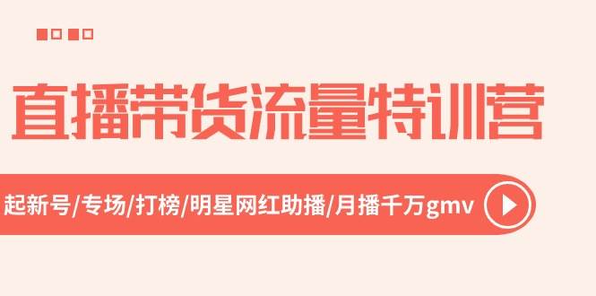 直播带货流量特训营，起新号-专场-打榜-明星网红助播 月播千万gmv（52节）-网创财富岛