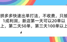 拼多多2天起店，只合作不卖课不收费，上架产品无偿对接，只需要你回...-网创财富岛