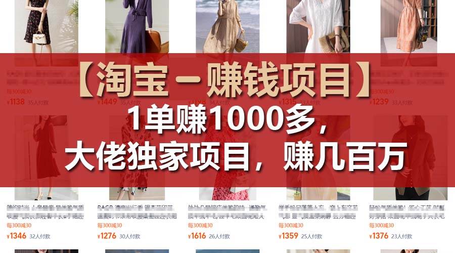 【淘宝赚钱项目】1单可赚1000多，大佬独家项目，年赚几百万-网创财富岛