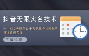 抖音无限实名技术:一个SFZ号码可以十名无数个抖音账号,具体自己实操-网创财富岛