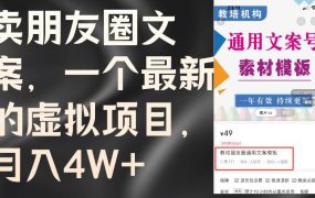 卖朋友圈文案,一个最新的虚拟项目,月入4W+(教程+素材)-网创财富岛