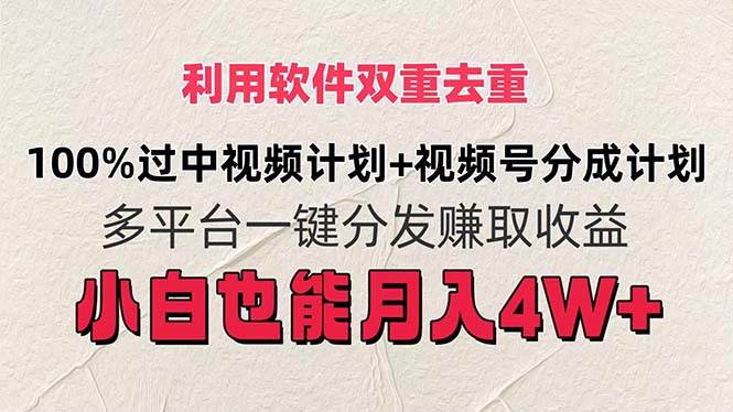 利用软件双重去重，100%过中视频+视频号分成计划小白也可以月入4W+-网创财富岛