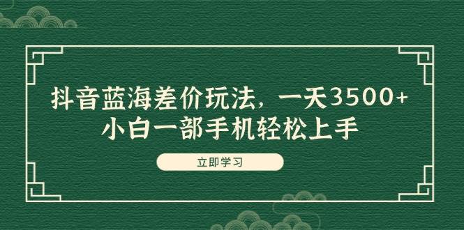 抖音蓝海差价玩法，一天3500+，小白一部手机轻松上手-网创财富岛