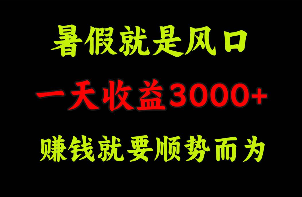 一天收益3000+ 赚钱就是顺势而为，暑假就是风口-网创财富岛