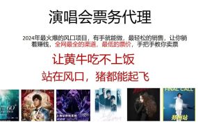 演唱会全网最低票务代理,小白一分钟上手,手把手教你卖票,日入2000+...-网创财富岛