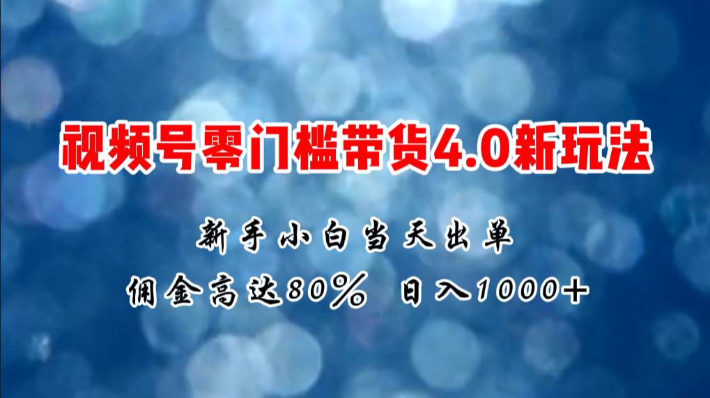 微信视频号零门槛带货4.0新玩法，新手小白当天见收益，日入1000+-网创财富岛