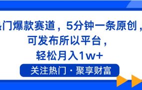 热门爆款赛道，5分钟一条原创，可发布所以平台， 轻松月入1w+-网创财富岛